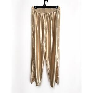 Nike Tear Away Track Pants Gold Satin L Y2K High Rise 32.5 Inseam Mens Womens